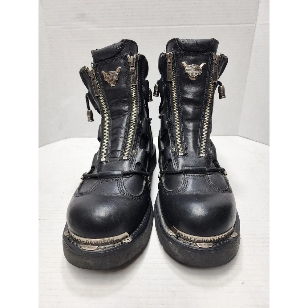 HARLEY DAVIDSON Mens 11 Leather BRAKE LIGHT Riding Boots Biker Moto D91680 BLACK